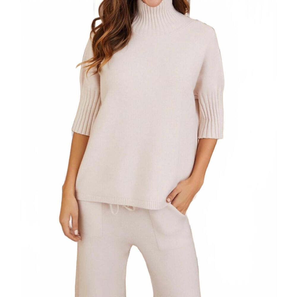 NEW ELLIA BOUTIQUE milio milano turtleneck sweater top in ivory